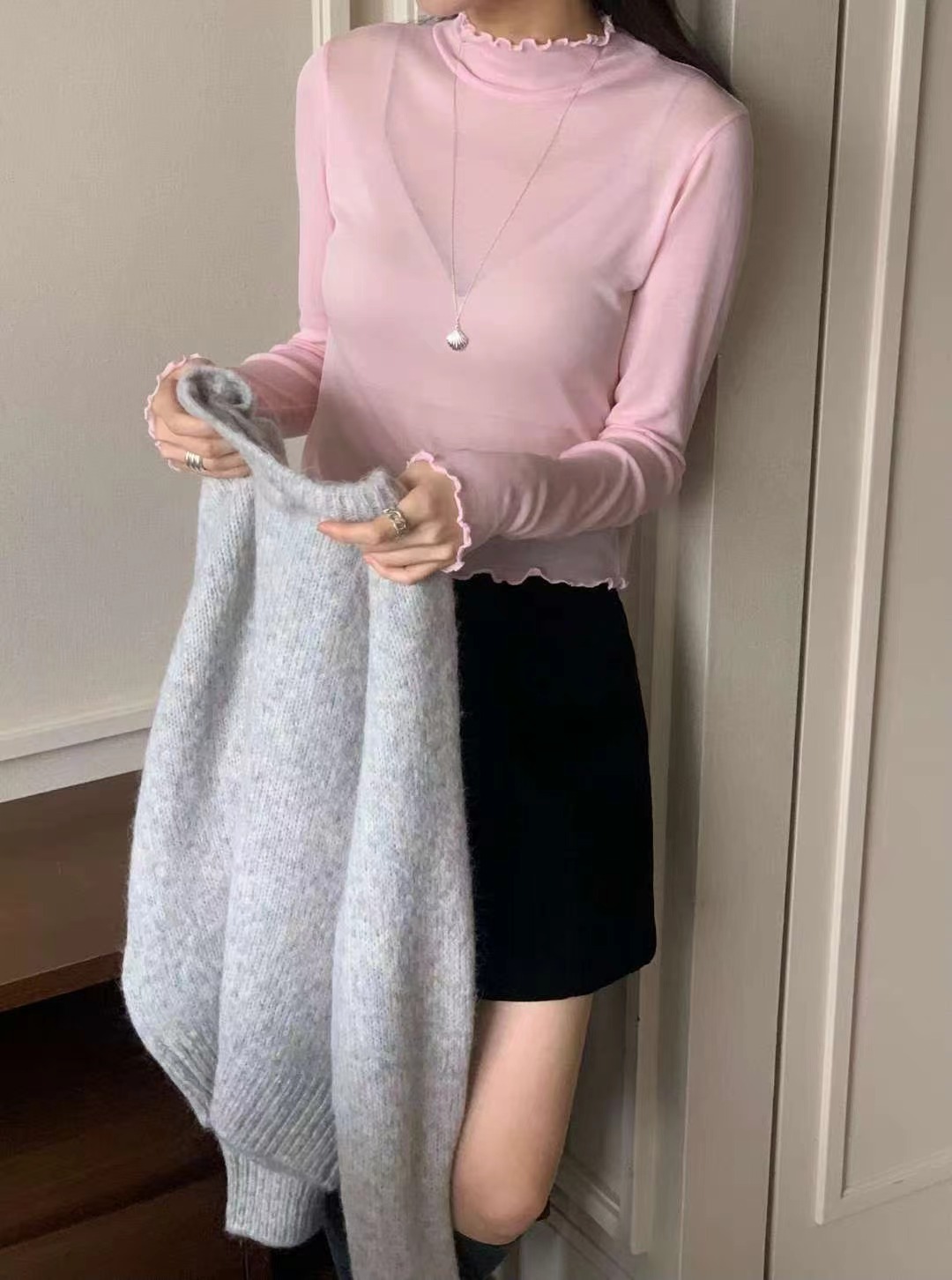 AREING韓國代購㊣女裝新款人氣25秋冬時尚休閑熱賣職業長袖T恤AREING長袖T恤