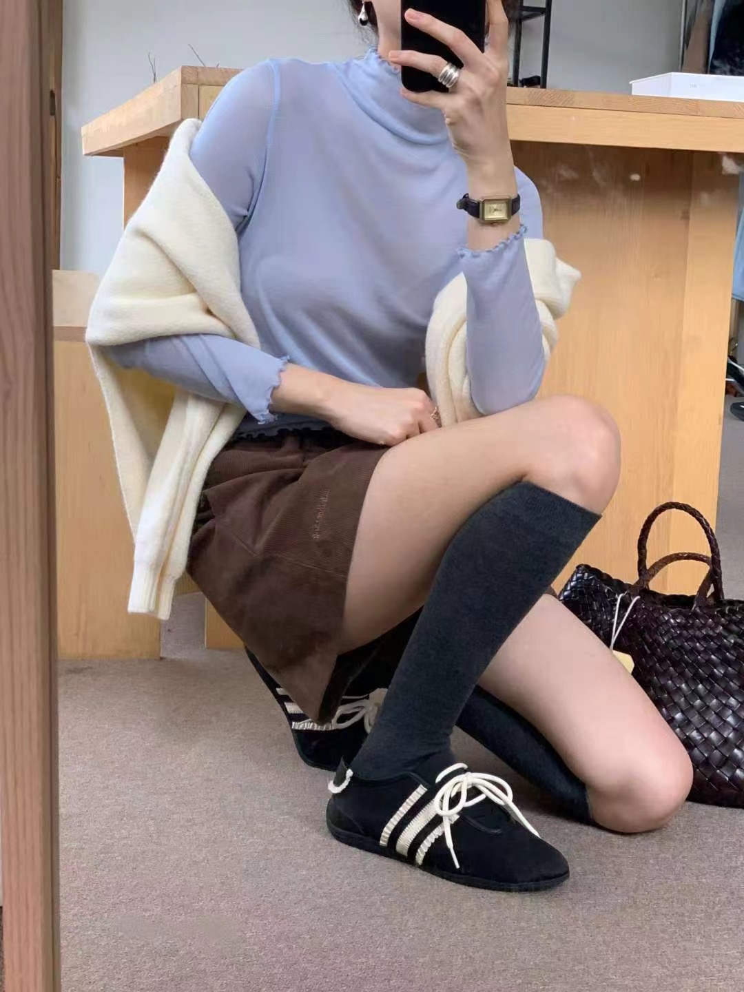 AREING韓國代購㊣女裝新款人氣25秋冬時尚休閑熱賣職業長袖T恤AREING長袖T恤