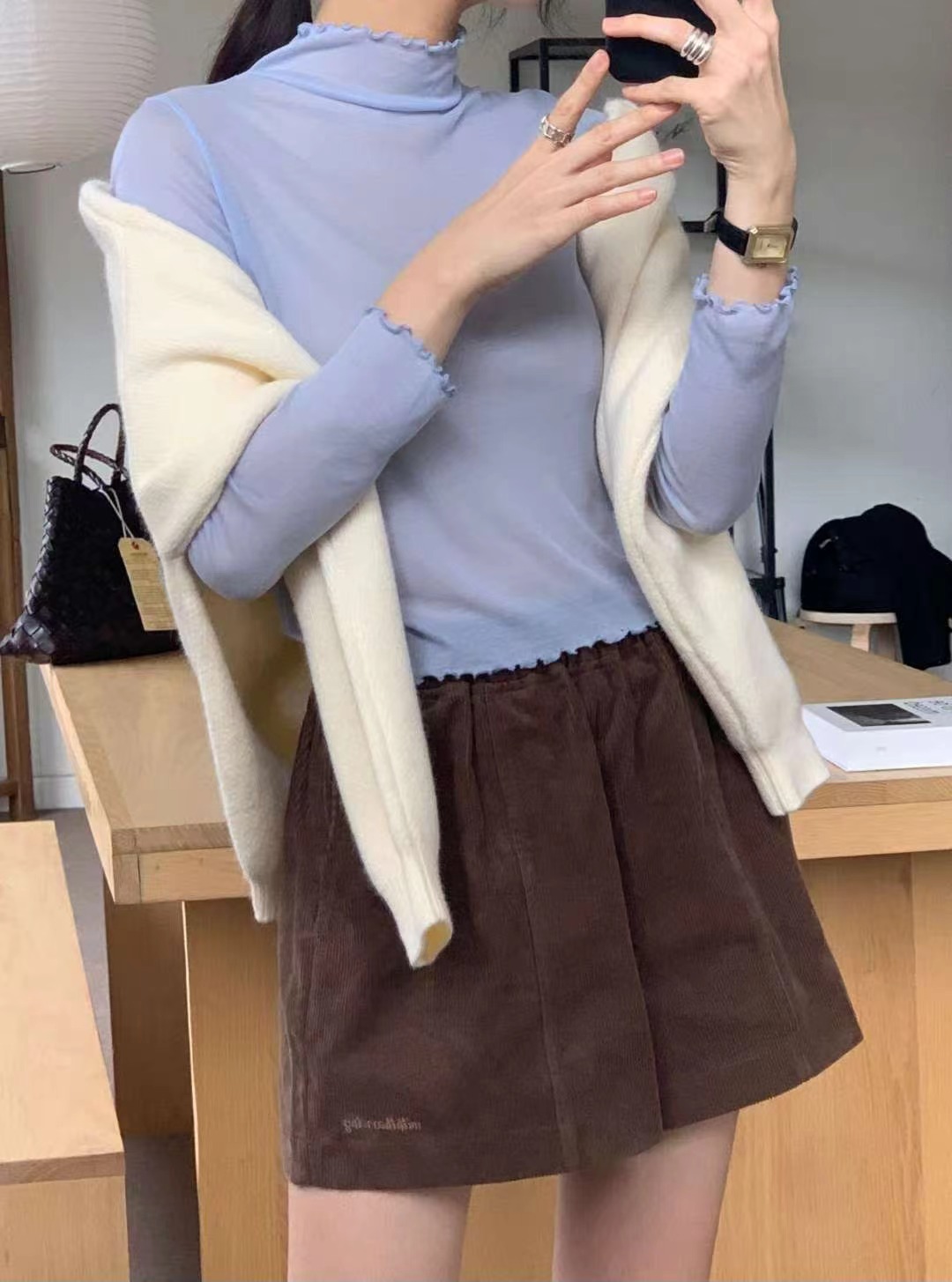 AREING韓國代購㊣女裝新款人氣25秋冬時尚休閑熱賣職業長袖T恤AREING長袖T恤圖色4