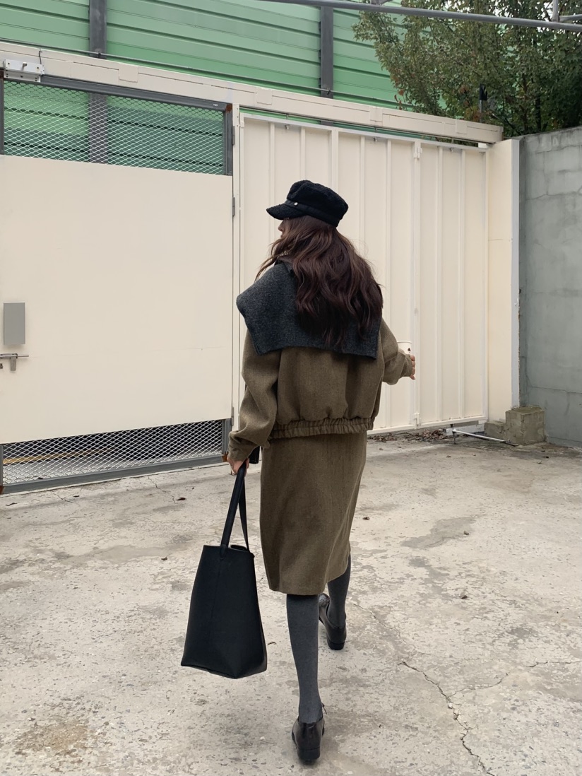 MURMUR韓國直郵㊣女士新款25秋冬時尚休閑半身裙中短裙人字形MURMUR半身裙/中短裙