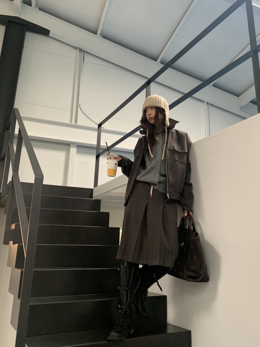 MURMUR韓國直郵㊣女士新款25秋冬時尚休閑半身裙中短裙人字形MURMUR半身裙/中短裙