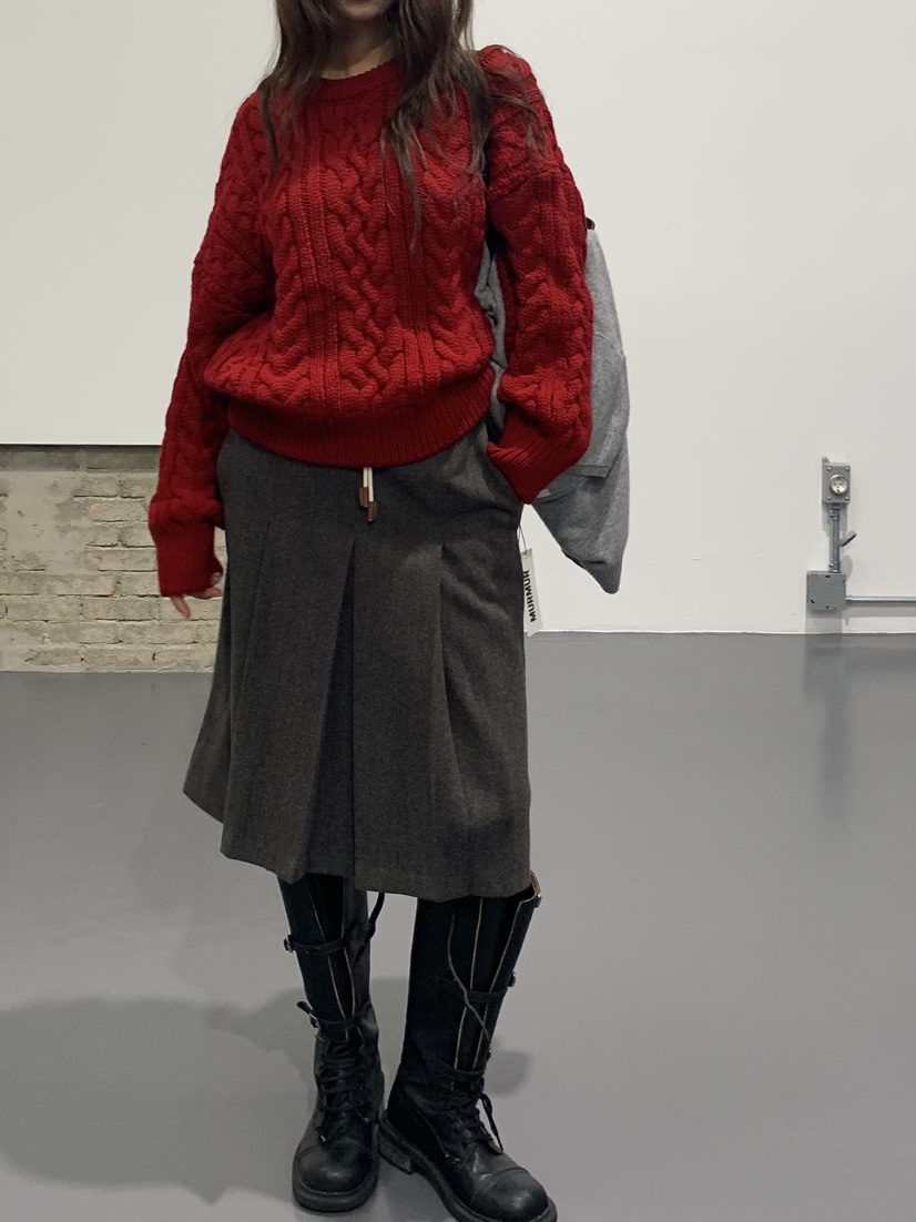 MURMUR韓國直郵㊣女士新款25秋冬時尚休閑半身裙中短裙人字形MURMUR半身裙/中短裙