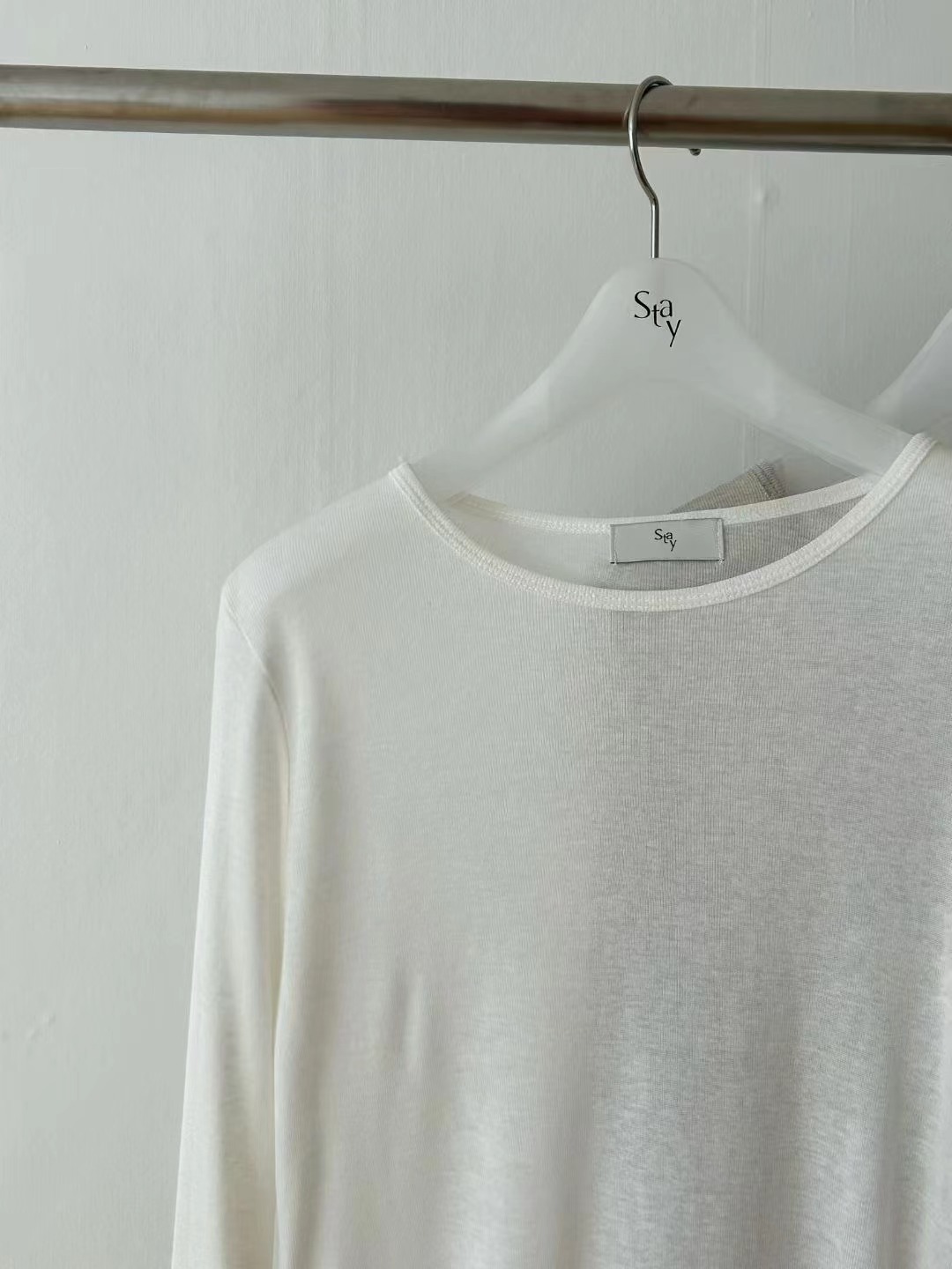 STAY韓國代購㊣女裝新品職業25秋冬時尚推薦長袖T恤天絲羊毛STAY長袖T恤