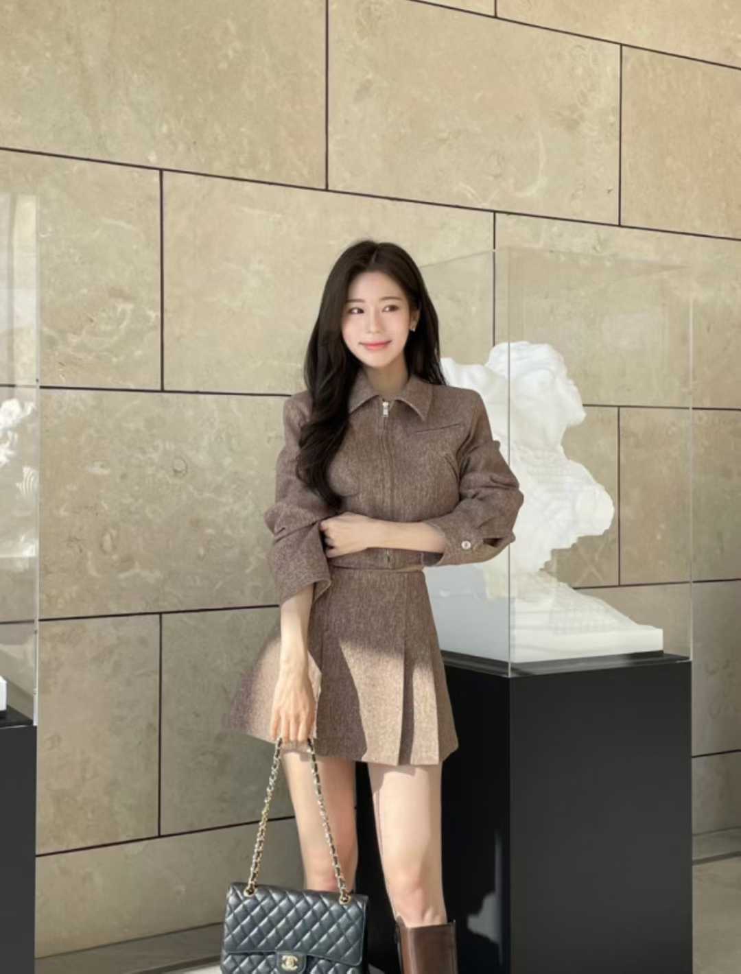 BES東大門㊣實拍女士新品休閑推薦25秋冬時尚人氣真品套裝羊毛BES SEOUL套裝