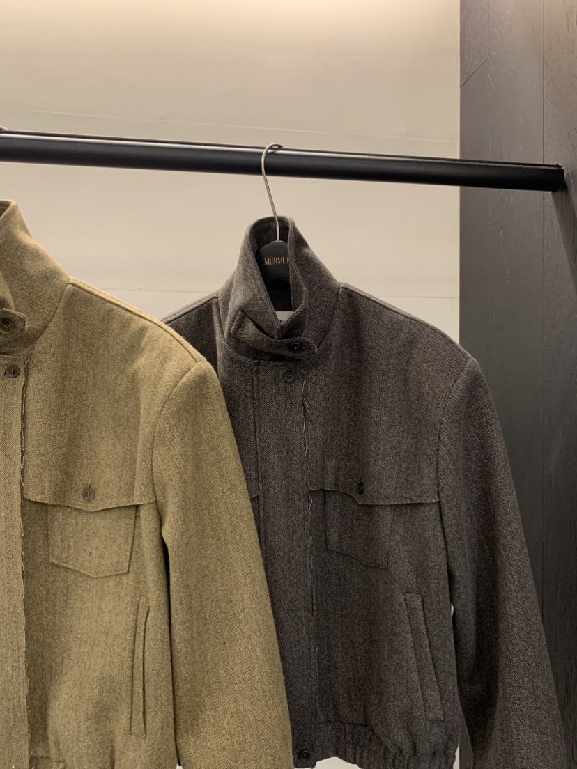 MURMUR韓國直郵㊣女裝新品推薦熱賣休閑時尚人氣夾克人字紋MURMUR夾克