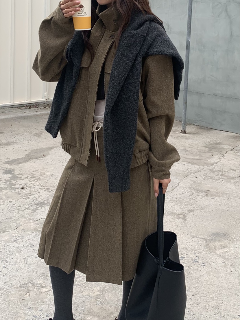 MURMUR韓國直郵㊣女裝新品推薦熱賣休閑時尚人氣夾克人字紋MURMUR夾克