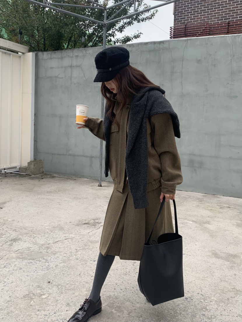 MURMUR韓國直郵㊣女裝新品推薦熱賣休閑時尚人氣夾克人字紋MURMUR夾克