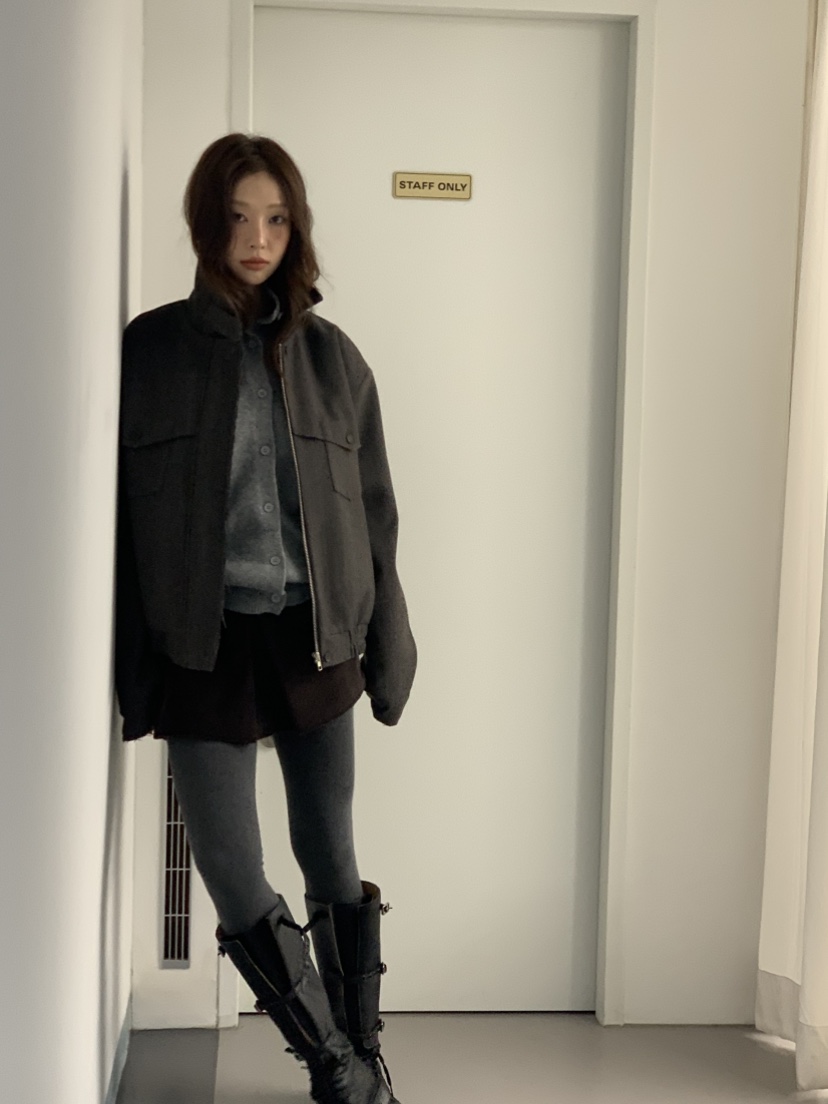 MURMUR韓國直郵㊣女裝新品推薦熱賣休閑時尚人氣夾克人字紋MURMUR夾克