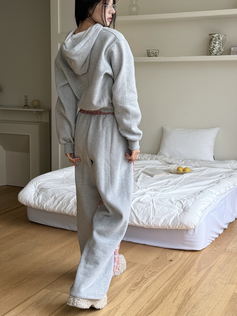 MARKE-P韓國直郵㊣女裝新品真品職業休閑25秋冬衛衣連帽衫格紋MARKE-P衛衣