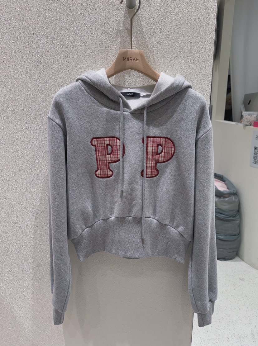 MARKE-P韓國直郵㊣女裝新品真品職業休閑25秋冬衛衣連帽衫格紋MARKE-P衛衣