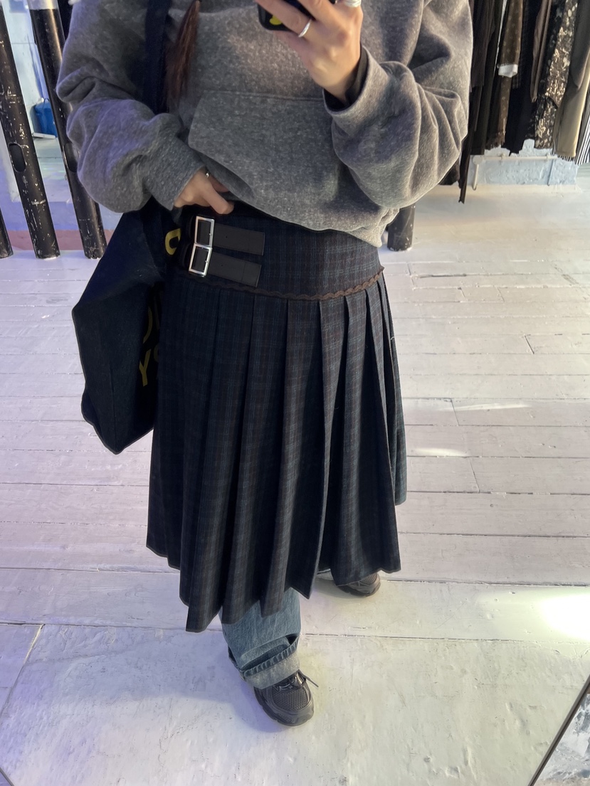 SUNDER MARKET韓國代購㊣女裝新品熱賣職業半身裙中短裙腰帶SUNDER MARKET半身裙/中短裙