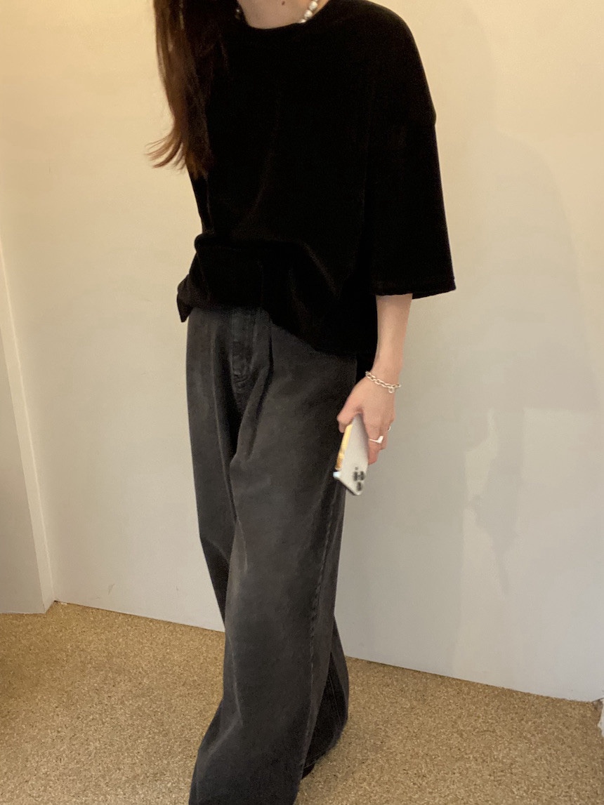 PLANTS ON GRAY東大門㊣實拍女裝新品真品熱賣長袖T恤天鵝絨PLANTS ON GRAY長袖T恤