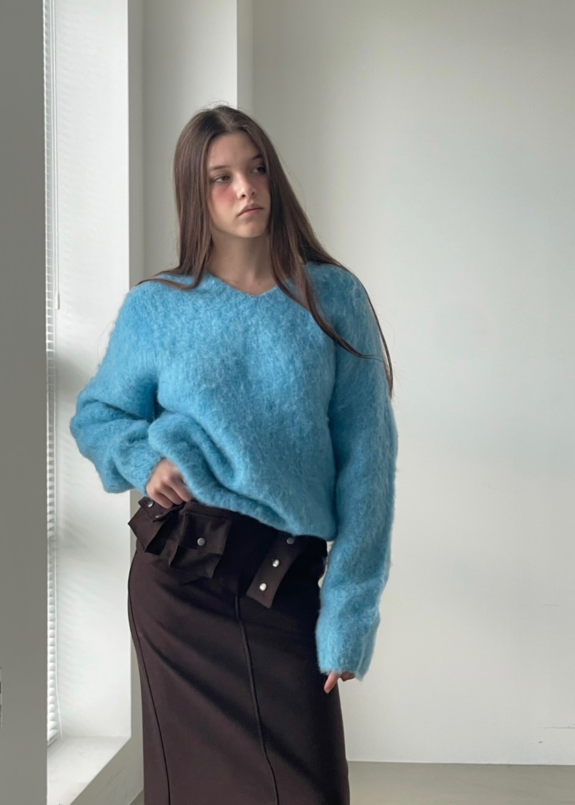 ANOTHER AVENUE東大門㊣代購女士新品推薦針織衫安哥拉V領ANOTHER AVENUE針織衫