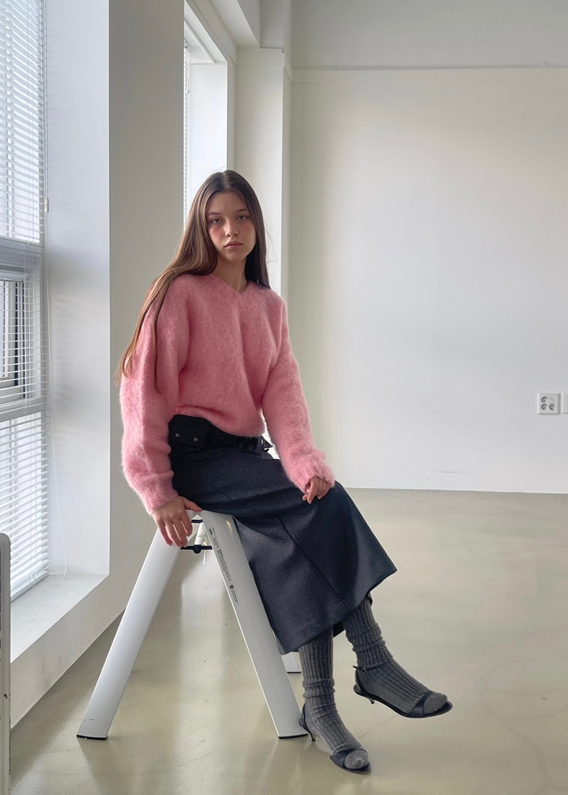 ANOTHER AVENUE東大門㊣代購女士新品推薦針織衫安哥拉V領ANOTHER AVENUE針織衫