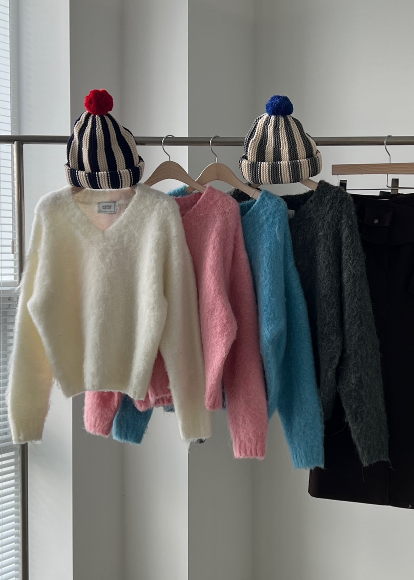 ANOTHER AVENUE東大門㊣代購女士新品推薦針織衫安哥拉V領ANOTHER AVENUE針織衫