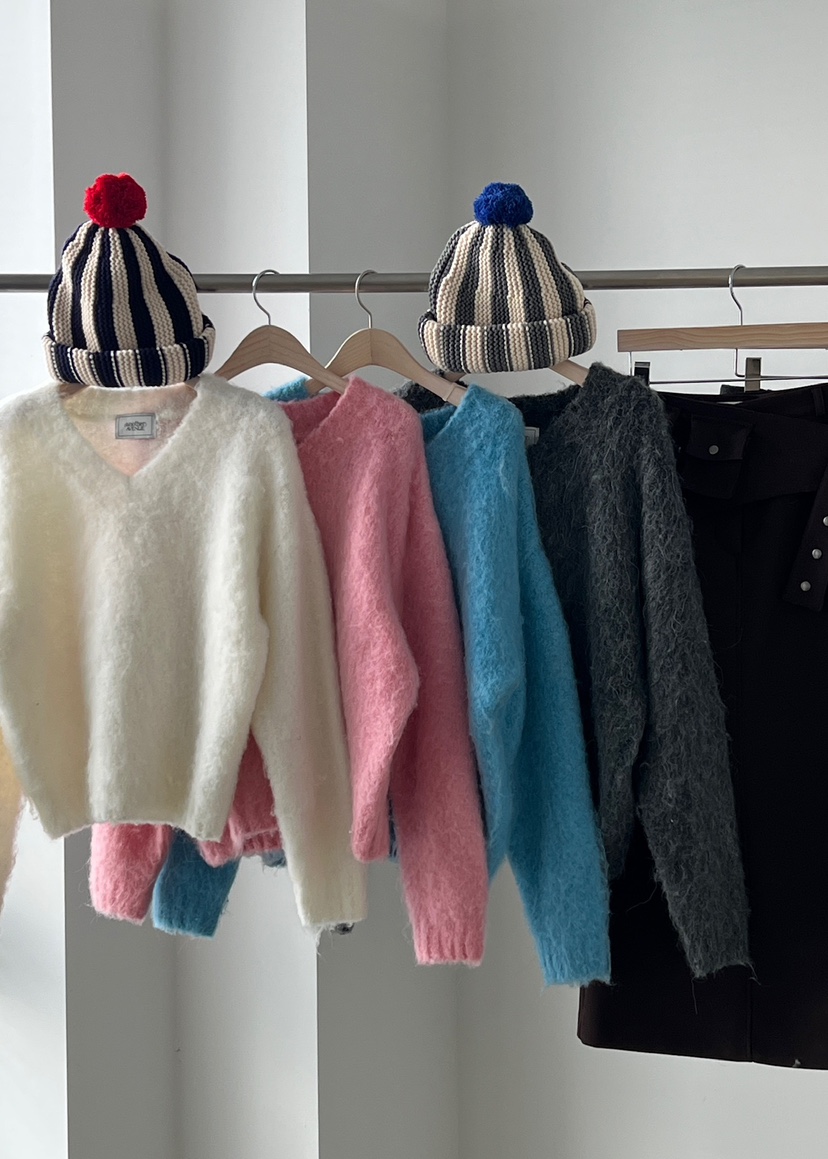 ANOTHER AVENUE東大門㊣代購女士新品推薦針織衫安哥拉V領ANOTHER AVENUE針織衫