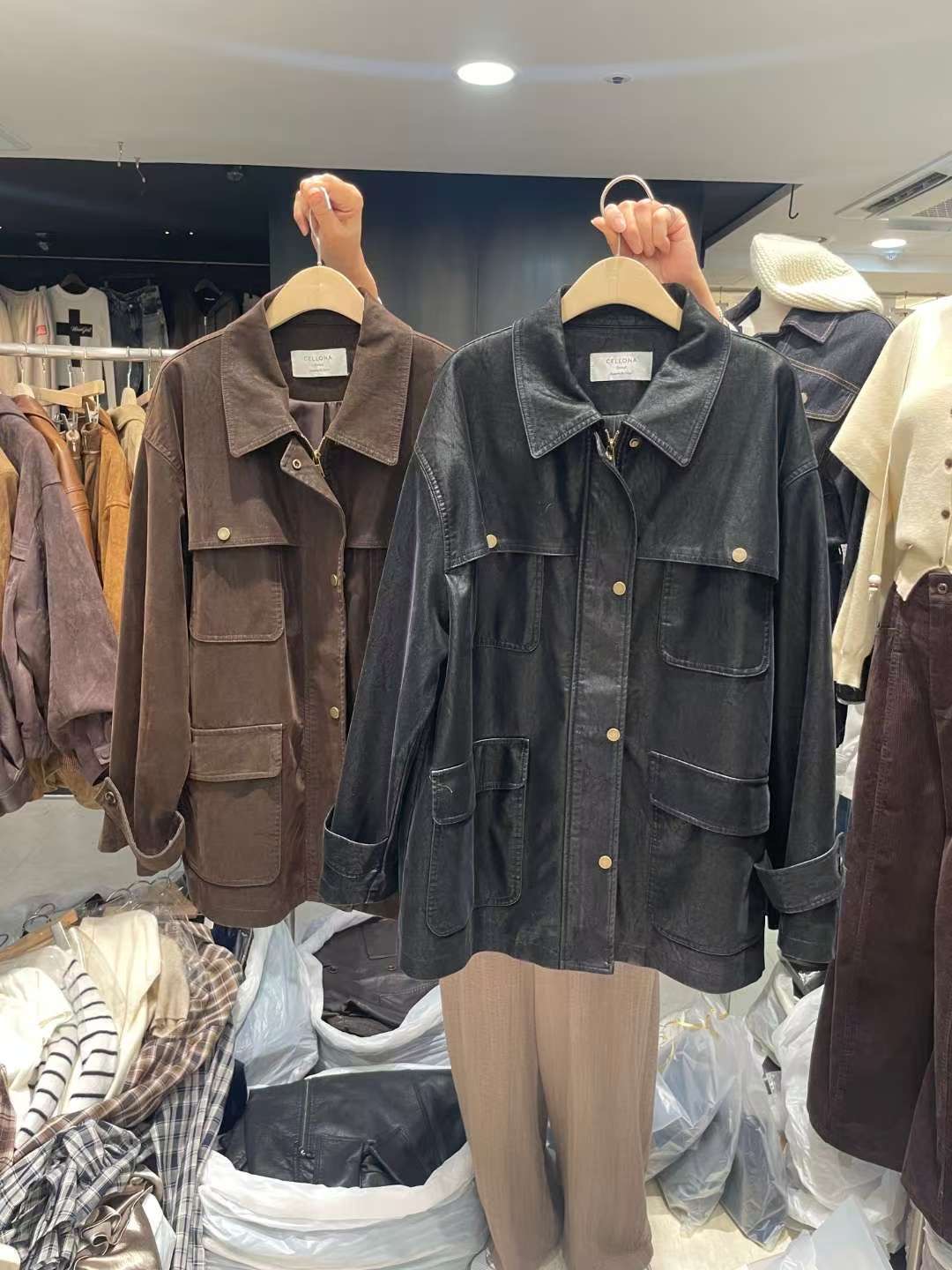 CELLONA東大門㊣代購女士新品時尚人氣25秋冬熱賣推薦夾克皮革CELLONA夾克