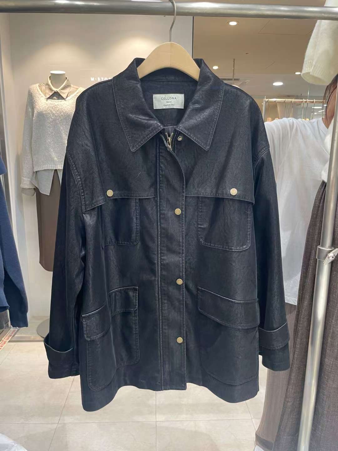 CELLONA東大門㊣代購女士新品時尚人氣25秋冬熱賣推薦夾克皮革CELLONA夾克圖色2