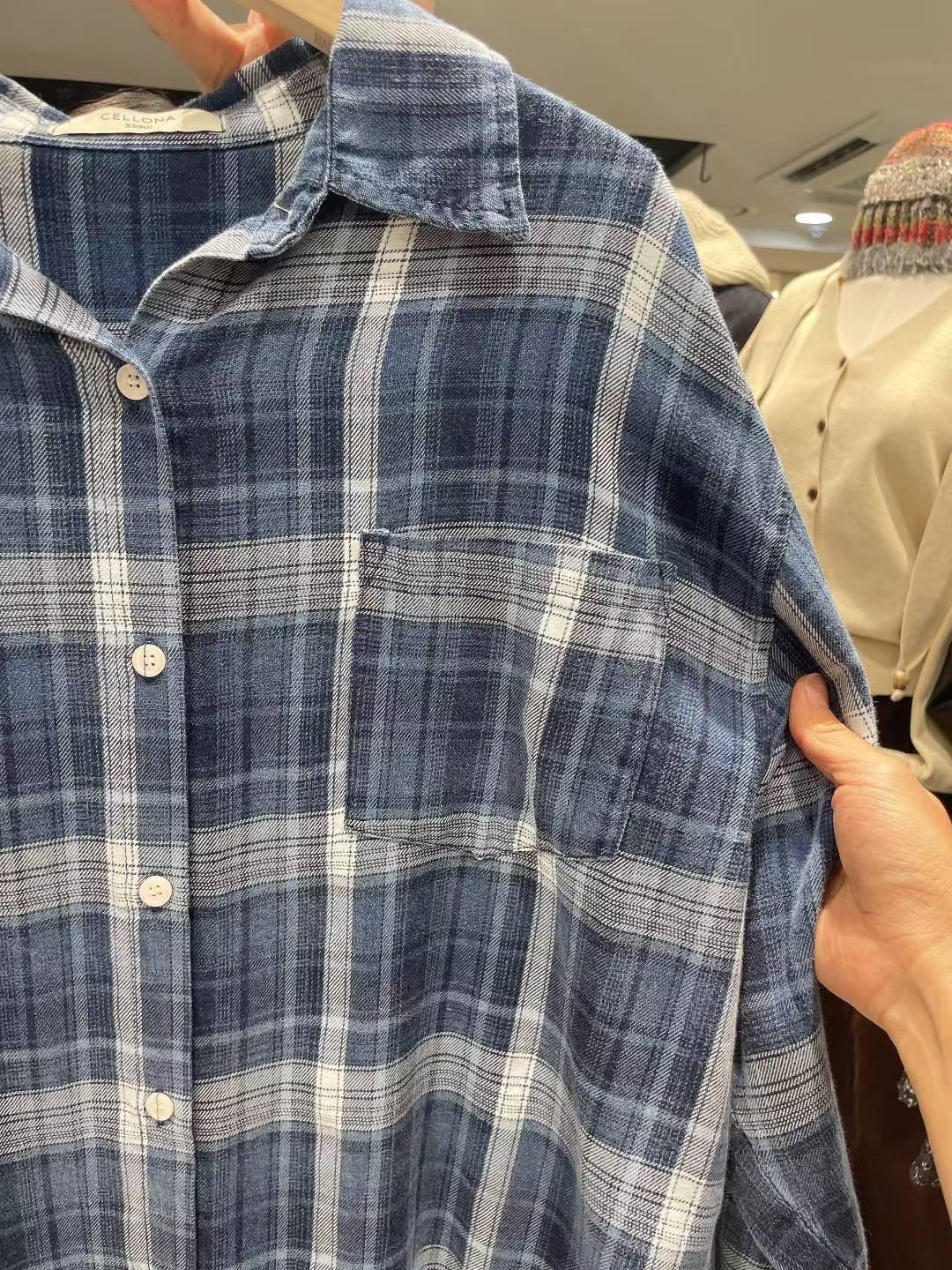 CELLONA東大門㊣實拍女士新款職業推薦真品休閑襯衫蕾絲衫格紋CELLONA襯衫/蕾絲衫