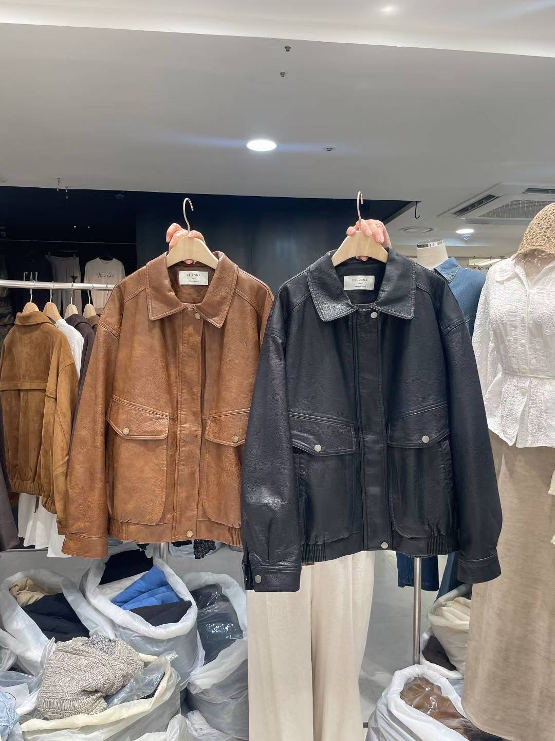 CELLONA東大門㊣直郵女士新品真品人氣推薦職業夾克口袋皮革CELLONA夾克