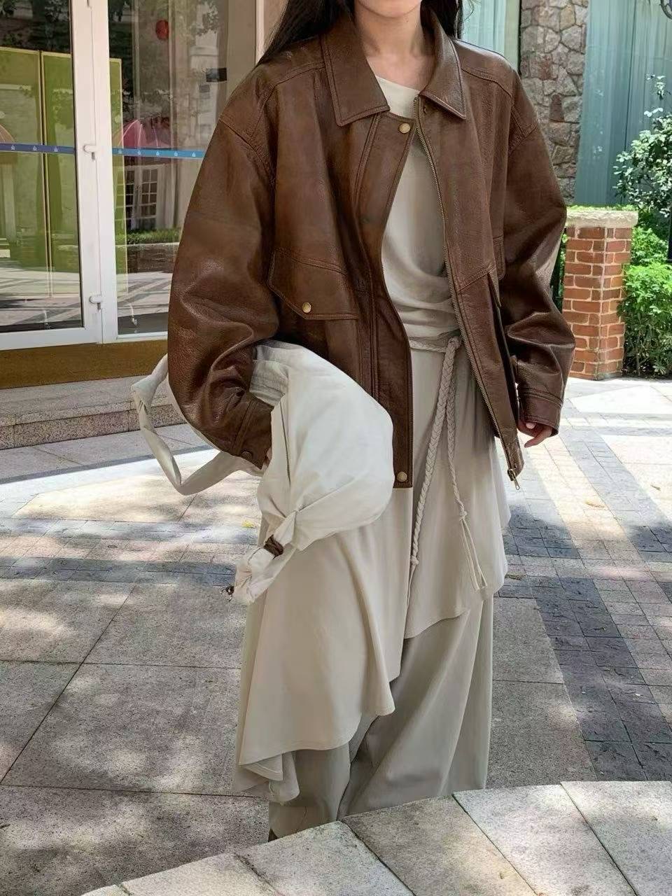 CELLONA東大門㊣直郵女士新品真品人氣推薦職業夾克口袋皮革CELLONA夾克