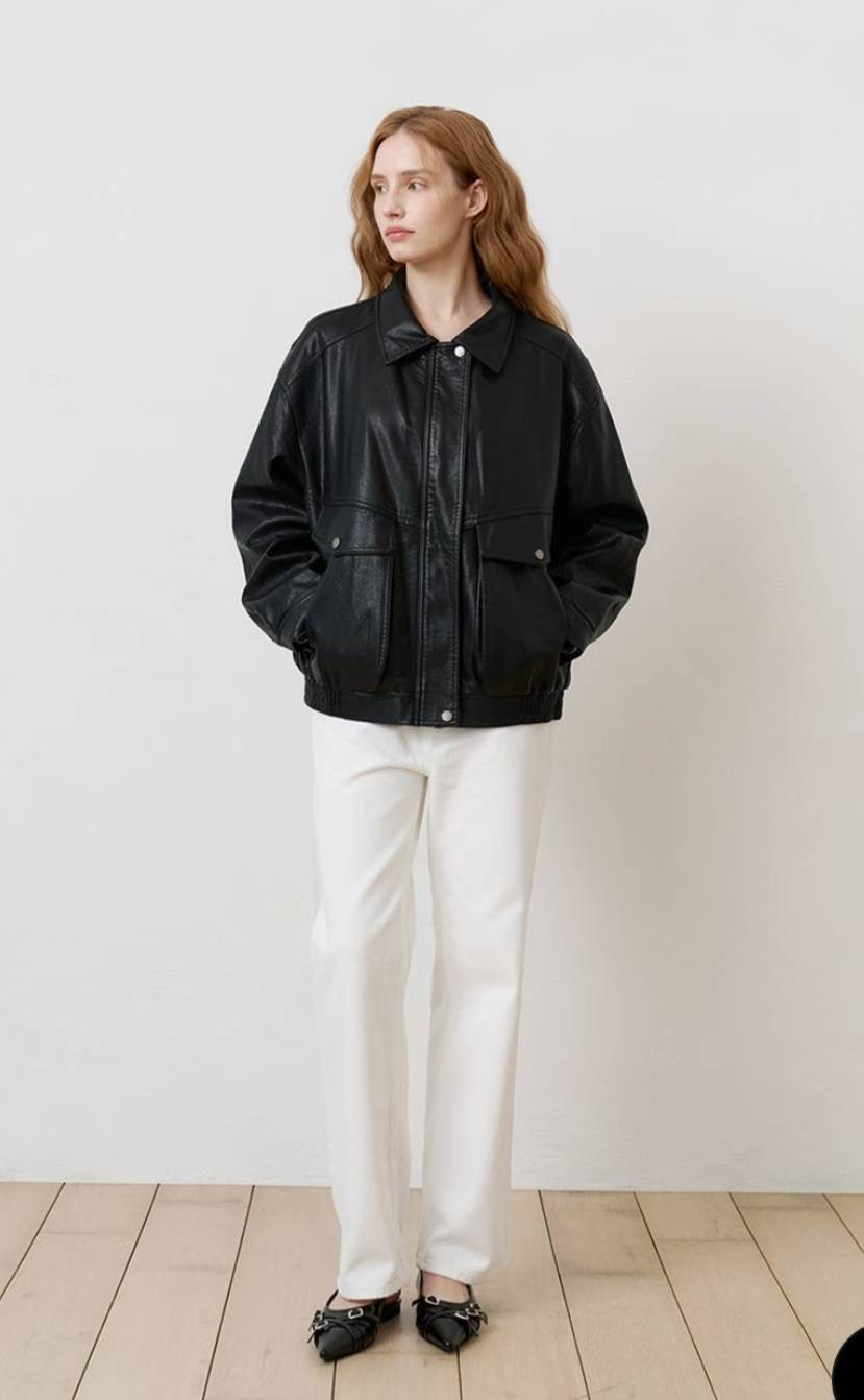 CELLONA東大門㊣直郵女士新品真品人氣推薦職業夾克口袋皮革CELLONA夾克