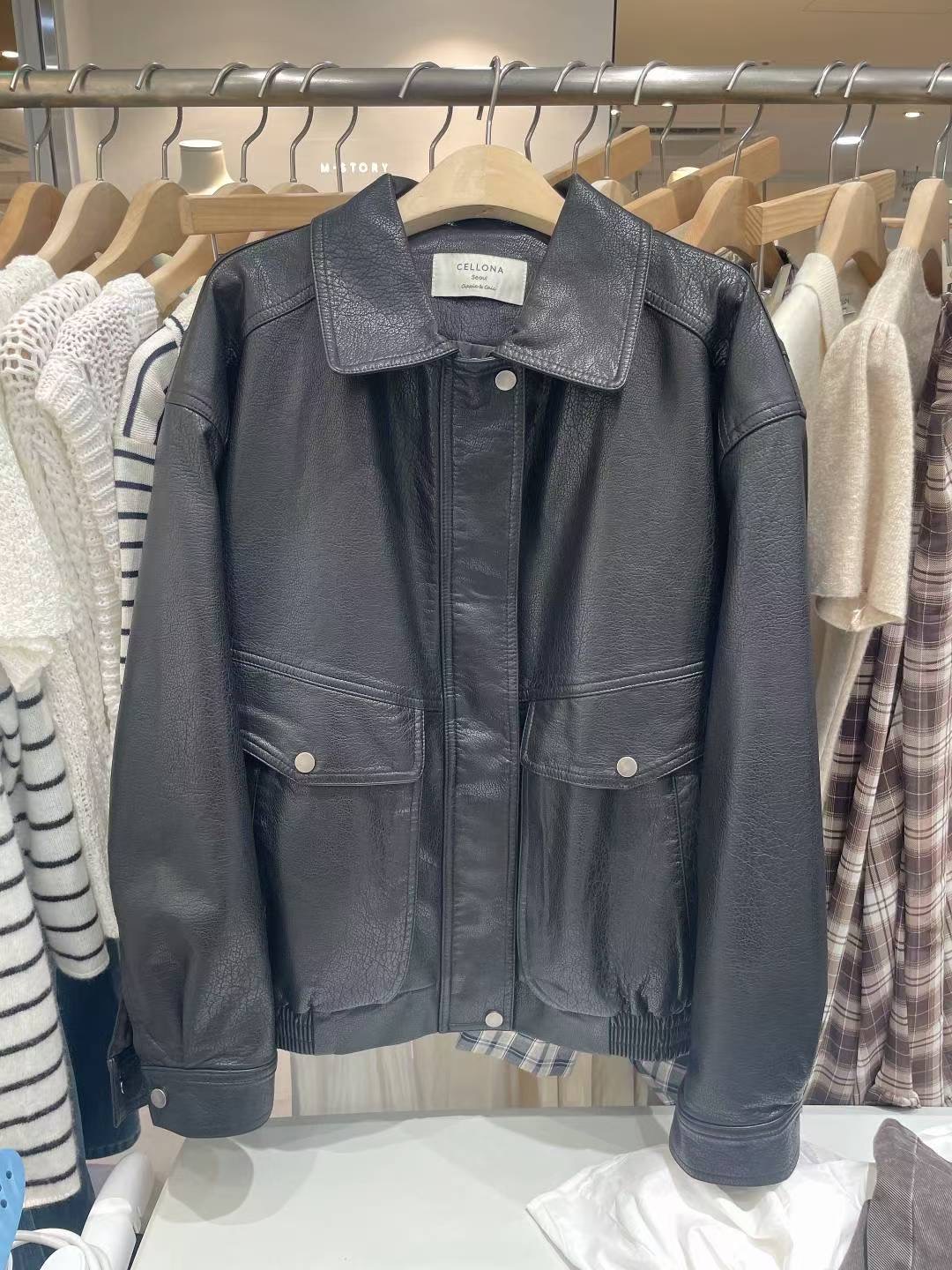 CELLONA東大門㊣直郵女士新品真品人氣推薦職業夾克口袋皮革CELLONA夾克圖色2