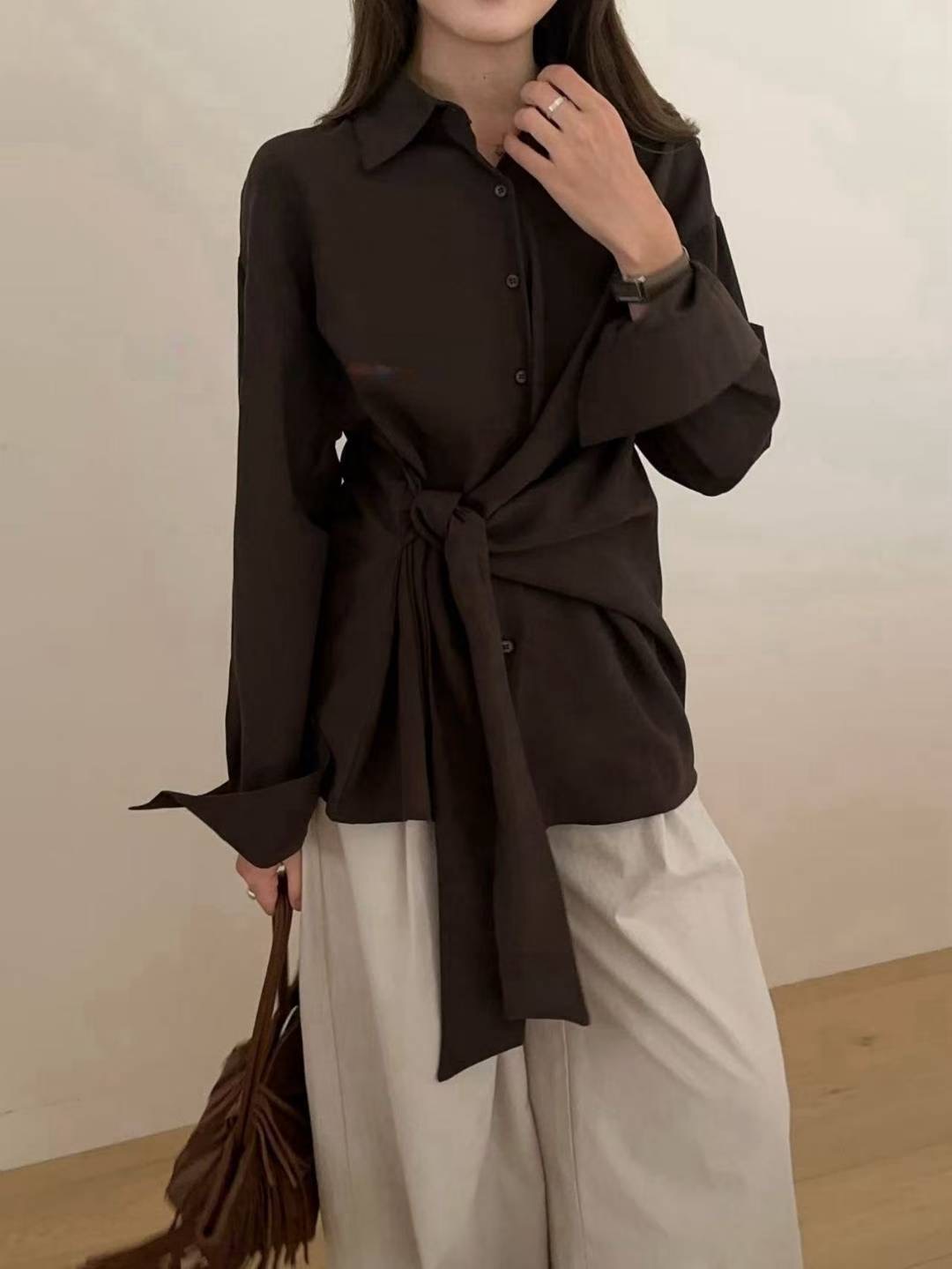 CELLONA東大門㊣代購女裝新款時尚人氣25秋冬休閑襯衫蕾絲衫CELLONA襯衫/蕾絲衫