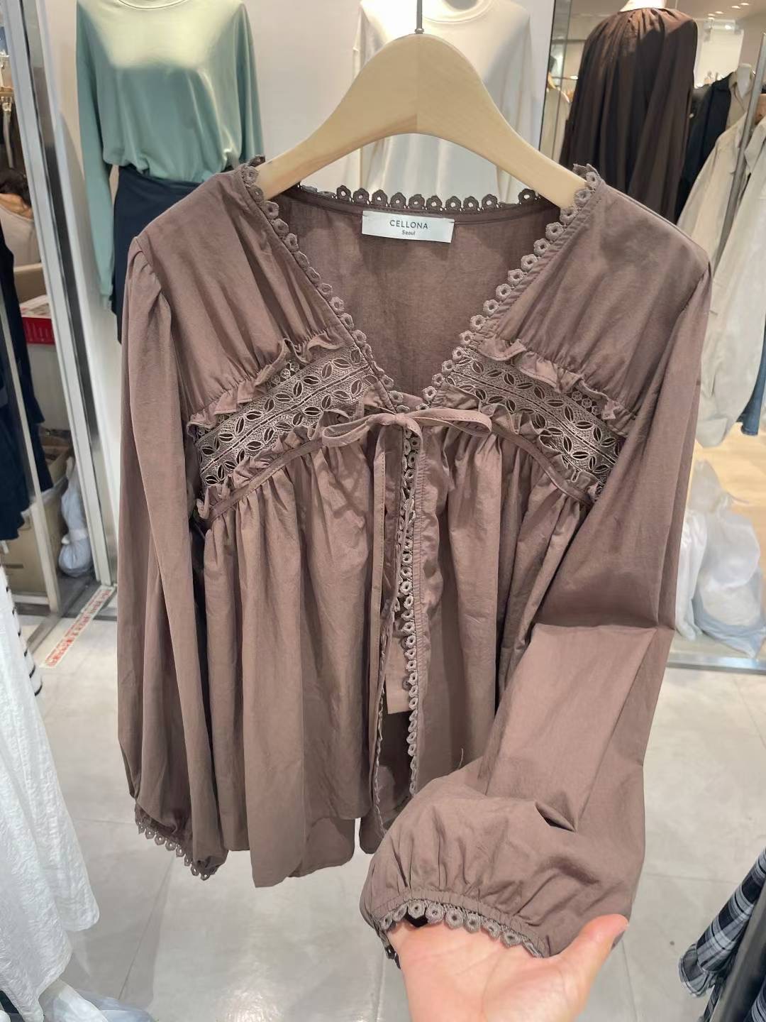 CELLONA東大門㊣直郵女士新品人氣熱賣職業推薦襯衫蕾絲衫刺繡CELLONA襯衫/蕾絲衫