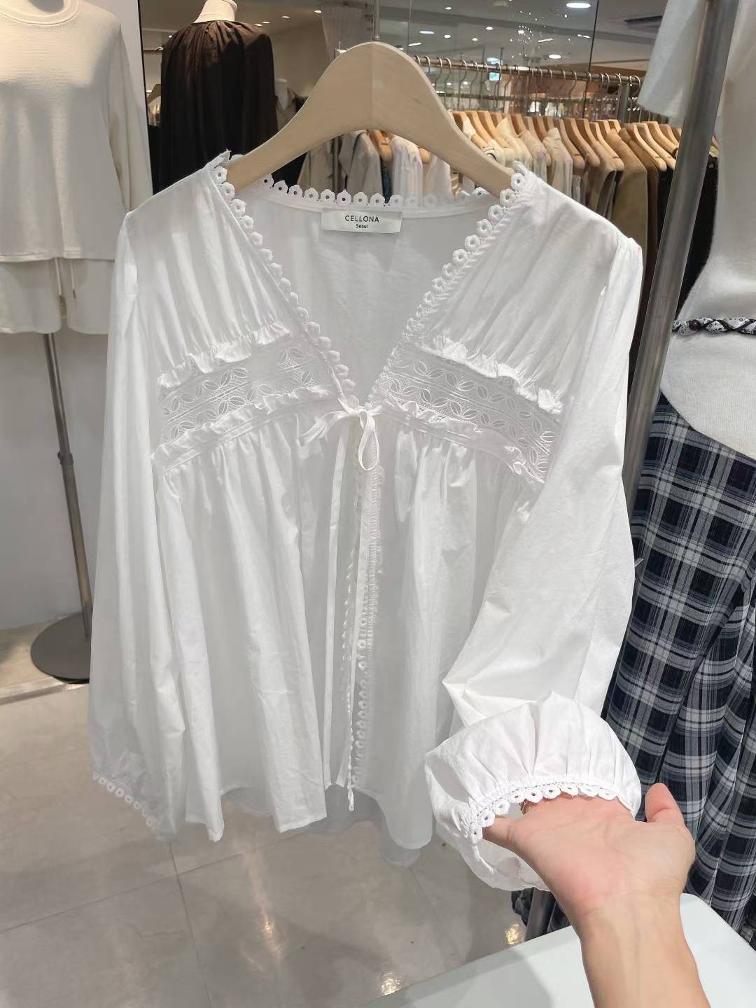 CELLONA東大門㊣直郵女士新品人氣熱賣職業推薦襯衫蕾絲衫刺繡CELLONA襯衫/蕾絲衫