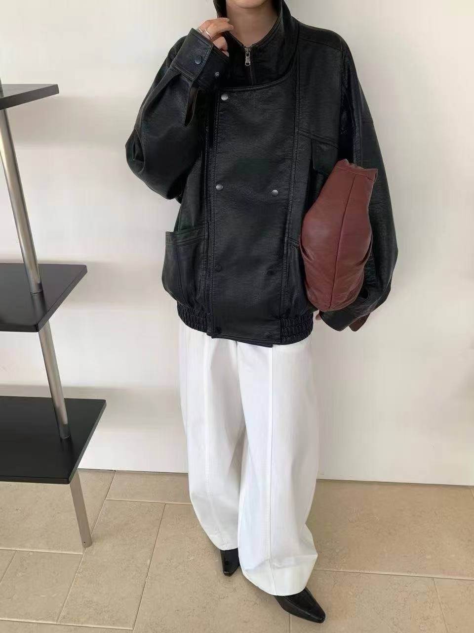 CELLONA東大門㊣代購女士新款人氣25秋冬推薦夾克皮革雙層寬松CELLONA夾克