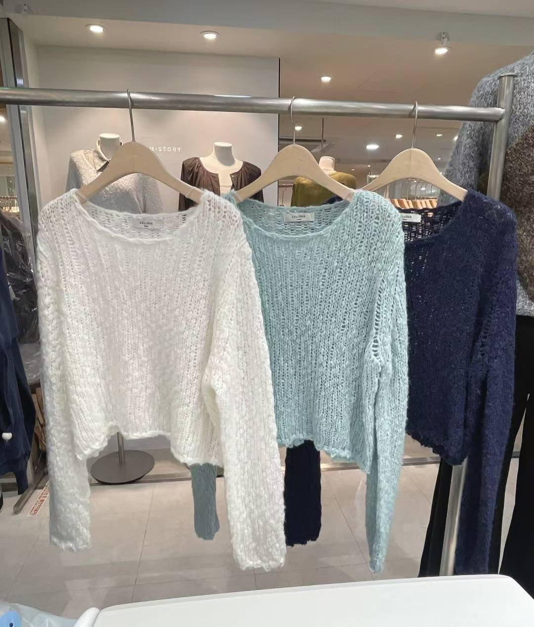 CELLONA韓國代購㊣女士新款職業推薦25秋冬針織衫不含配飾船領CELLONA針織衫