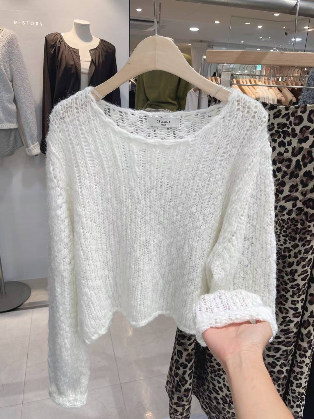 CELLONA韓國代購㊣女士新款職業推薦25秋冬針織衫不含配飾船領CELLONA針織衫