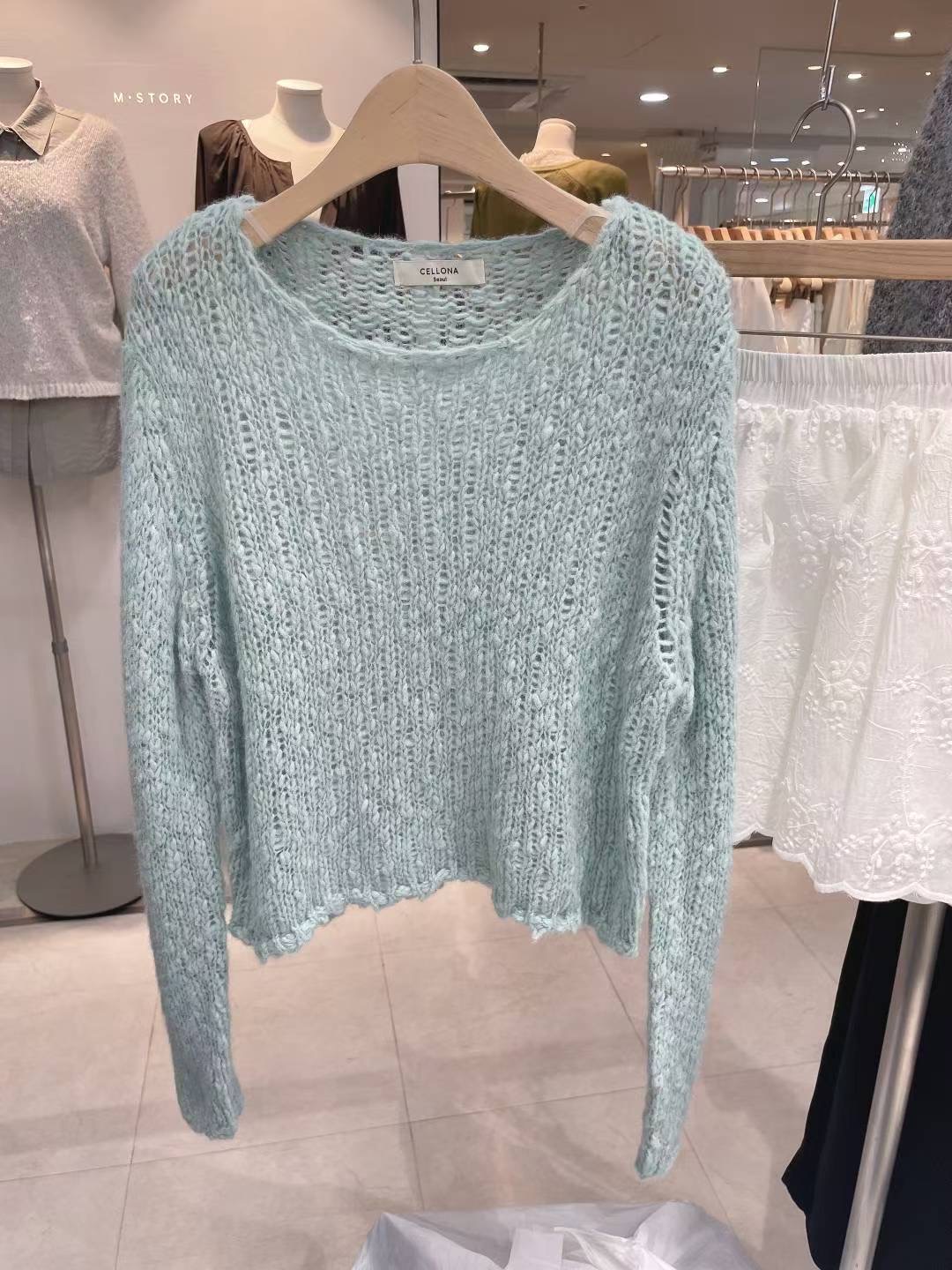 CELLONA韓國代購㊣女士新款職業推薦25秋冬針織衫不含配飾船領CELLONA針織衫圖色3