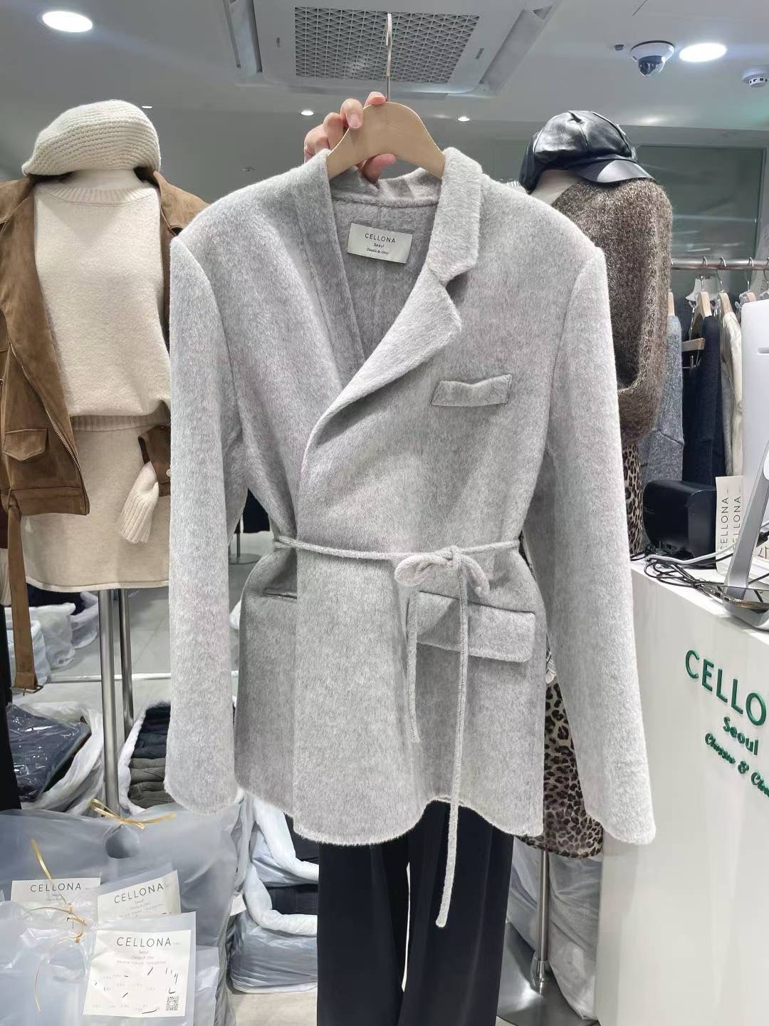CELLONA韓國直郵㊣女裝新款25秋冬真品熱賣時尚人氣短款大衣CELLONA短款大衣圖色2