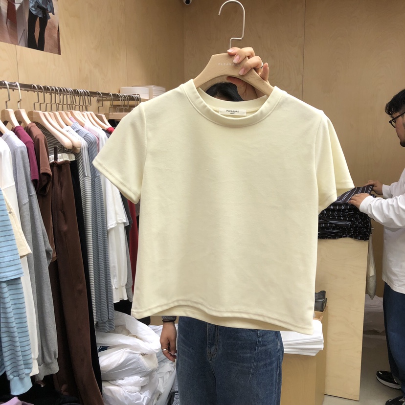 PLEASURE東大門㊣代購女裝新品職業人氣真品25秋冬熱賣T恤絨PLEASURET恤圖色2