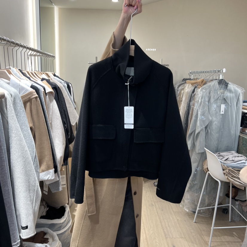 ARCHER韓國代購㊣女裝新品真品推薦熱賣休閑25秋冬短款大衣口袋ARCHER短款大衣圖色3