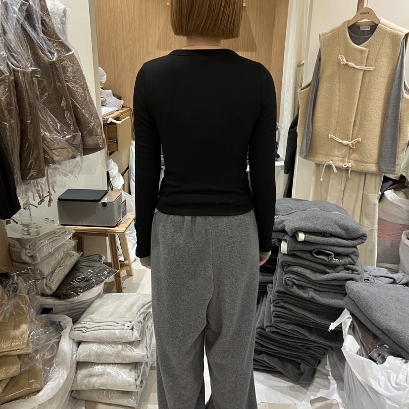 HOWFF韓國代購㊣女士新品25秋冬時尚長袖T恤不含內搭開衫紐扣HOWFF長袖T恤