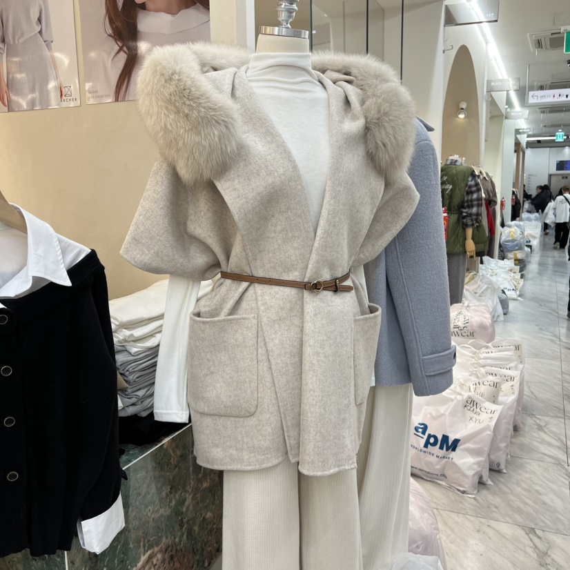 ARCHER韓國代購㊣女裝新品時尚真品熱賣短款大衣不含腰帶狐貍ARCHER短款大衣