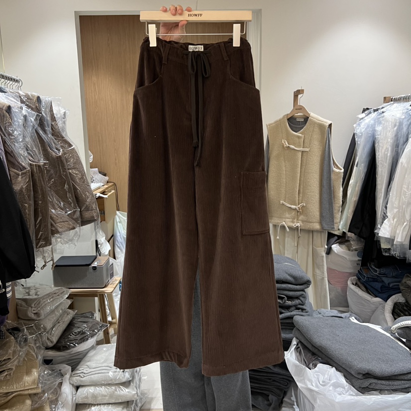HOWFF韓國代購㊣女裝新款真品時尚推薦熱賣25秋冬休閑褲燈芯絨HOWFF休閑褲圖色3