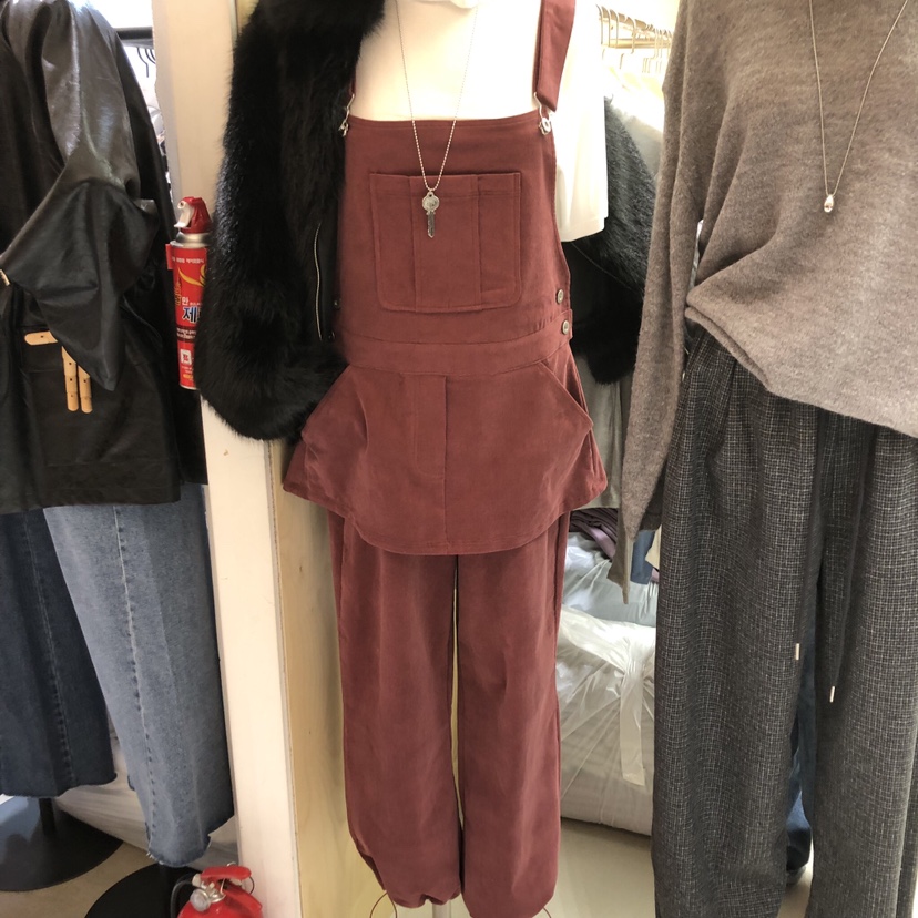 PLEASURE韓國直郵㊣女士新款25秋冬時尚人氣推薦背帶褲工裝褲PLEASURE背帶褲圖色2