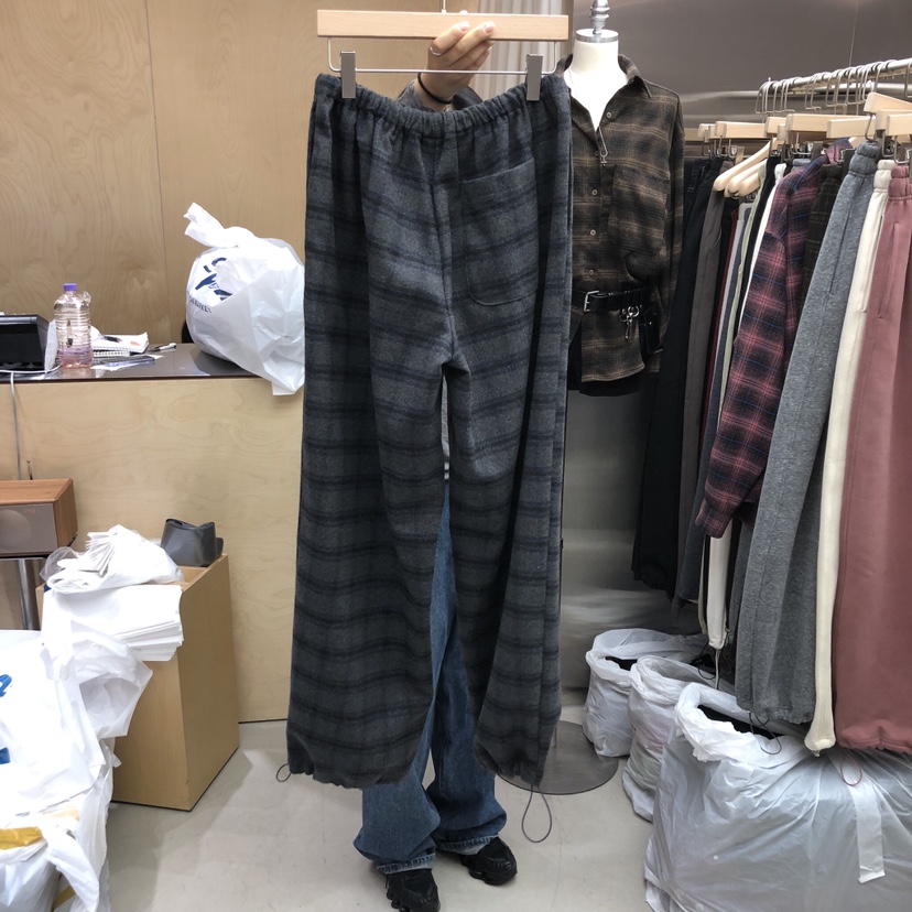 PLEASURE東大門㊣代購女士新品真品職業25秋冬休閑褲羊毛格紋PLEASURE休閑褲