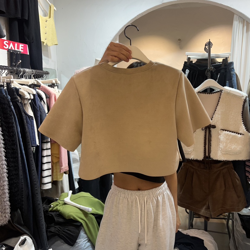 OZ東大門㊣代購女士新品25秋冬職業推薦休閑人氣真品T恤絨面革OZ.ounceT恤