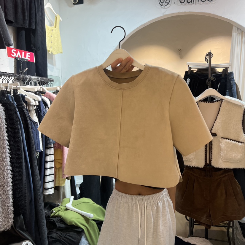 OZ東大門㊣代購女士新品25秋冬職業推薦休閑人氣真品T恤絨面革OZ.ounceT恤圖色3