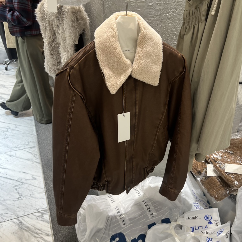 SALONDEMAG東大門㊣直郵女裝新品職業休閑時尚夾克皮革絎縫SALONDEMAG夾克圖色2