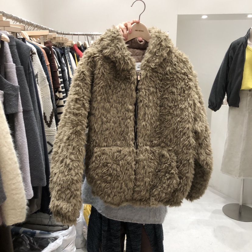 FRE韓國代購㊣女裝新品職業25秋冬推薦休閑真品短款大衣兜帽FRE短款大衣