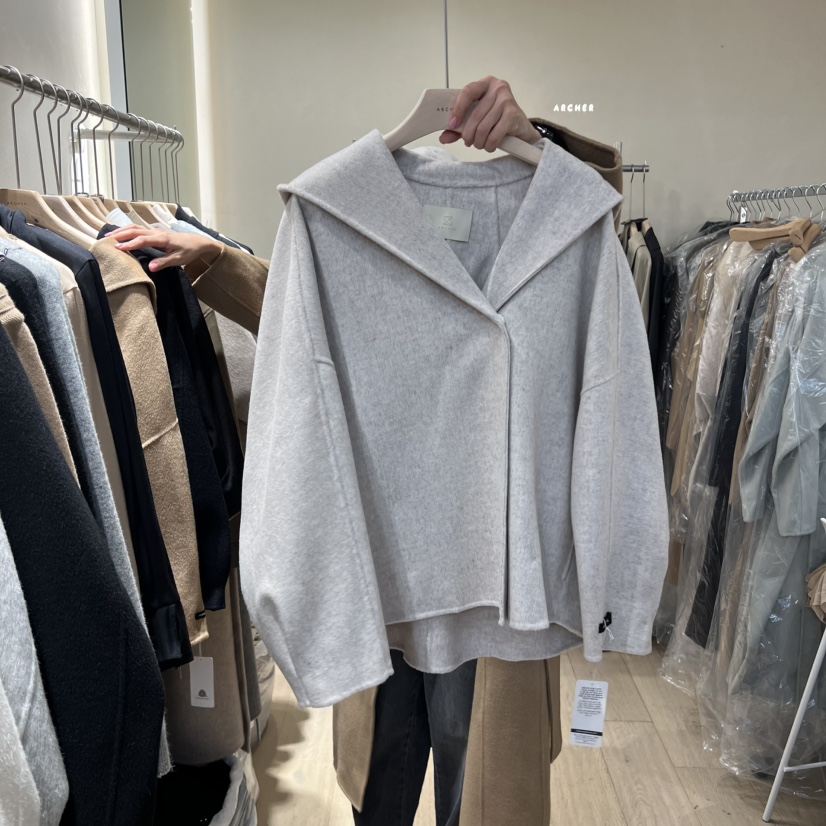ARCHER東大門㊣代購女士新品熱賣時尚真品人氣短款大衣連帽ARCHER短款大衣