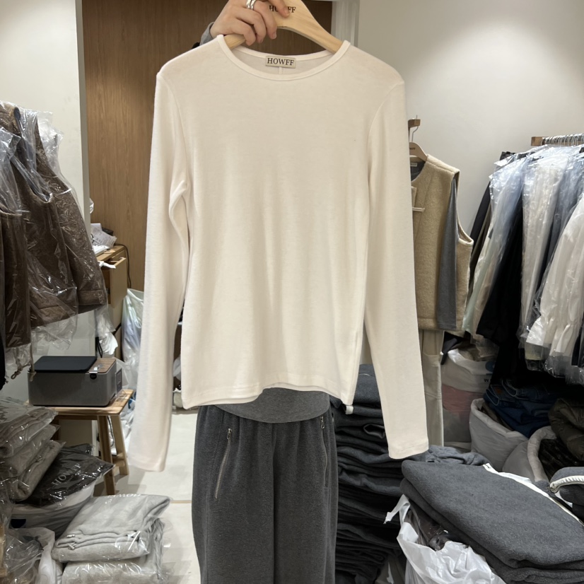 HOWFF韓國直郵㊣女裝新款熱賣休閑真品人氣長袖T恤安哥拉羊毛HOWFF長袖T恤