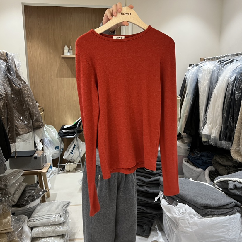 HOWFF韓國直郵㊣女裝新款熱賣休閑真品人氣長袖T恤安哥拉羊毛HOWFF長袖T恤圖色3