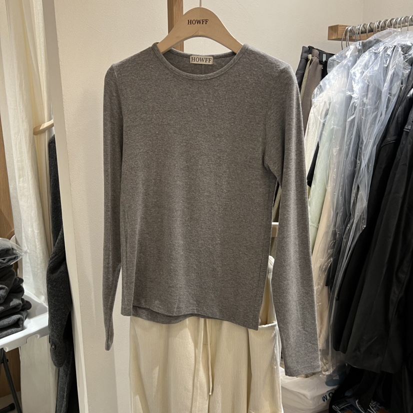 HOWFF韓國直郵㊣女裝新款熱賣休閑真品人氣長袖T恤安哥拉羊毛HOWFF長袖T恤圖色4